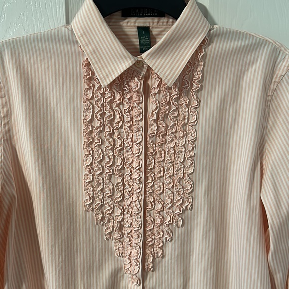 Lauren Ralph Lauren Shirt Womans 12 Pink Long Sleeve Button Down Top - Picture 3 of 8